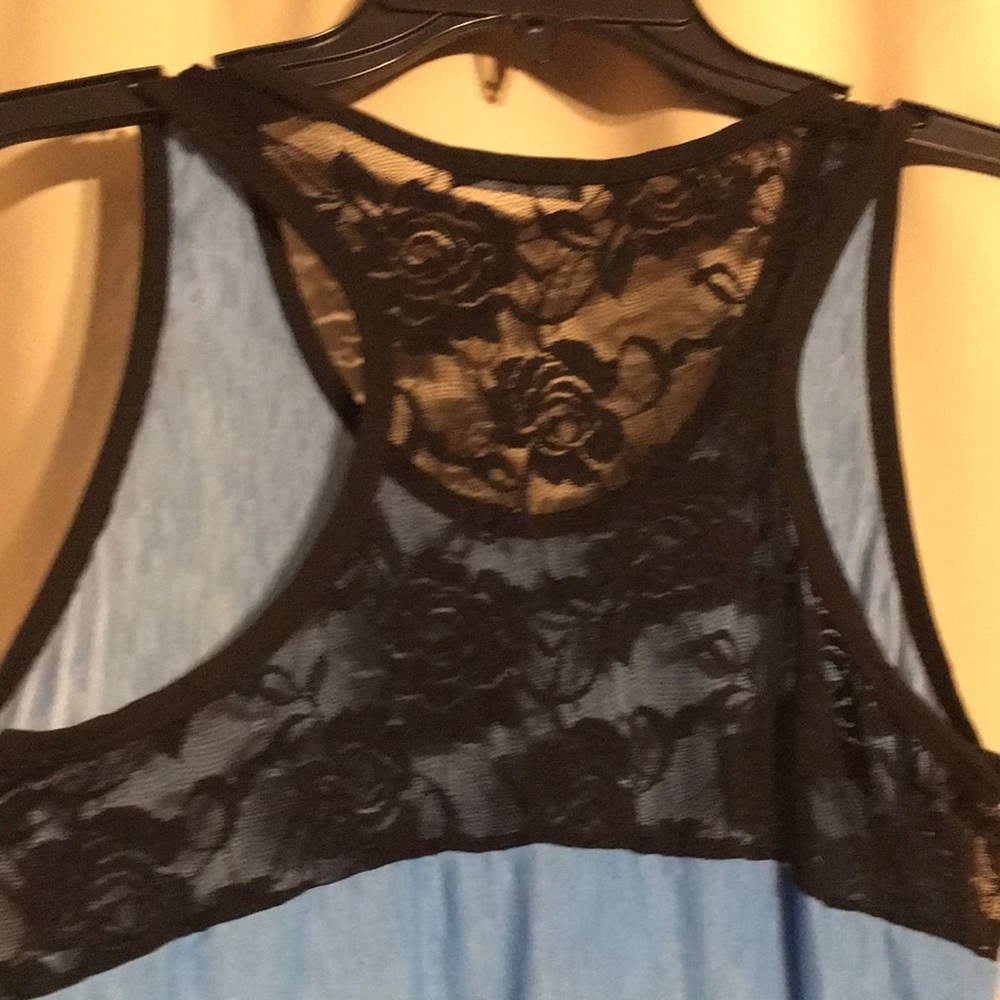 Bedazzled Women's Blue and Pink Tiger Graphic Top Racer Back With Lace - Picture 5 of 8